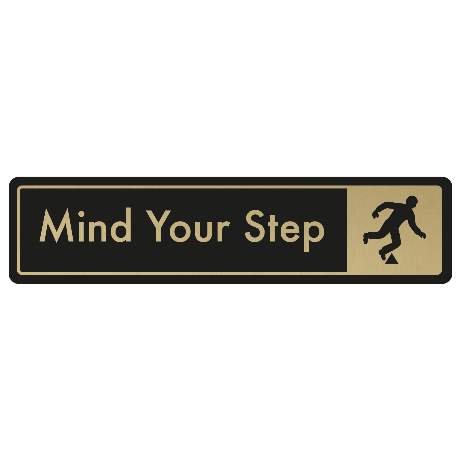 Mind The Step Door Sign - Gold on Black
