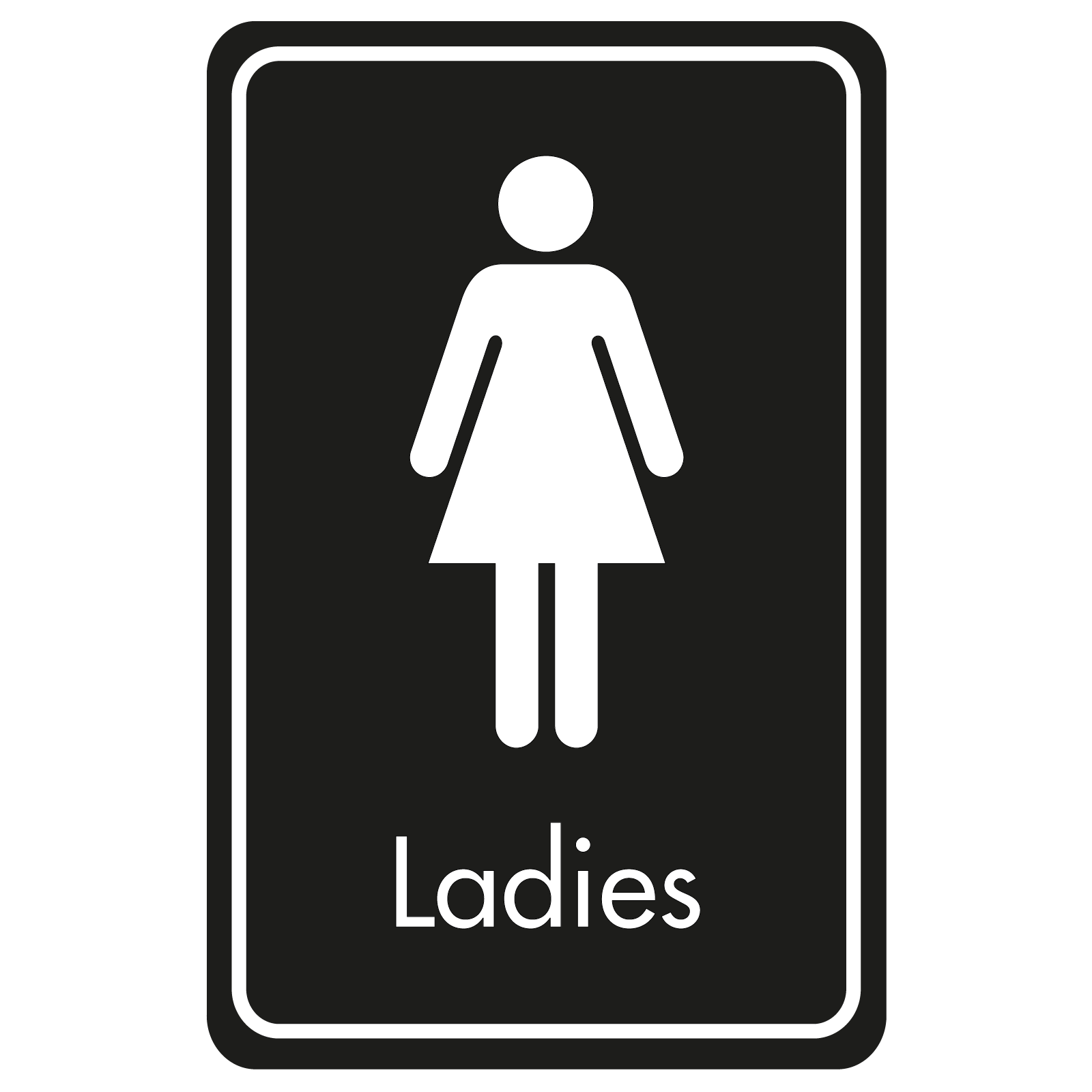 Large Ladies Door Sign - White on Black