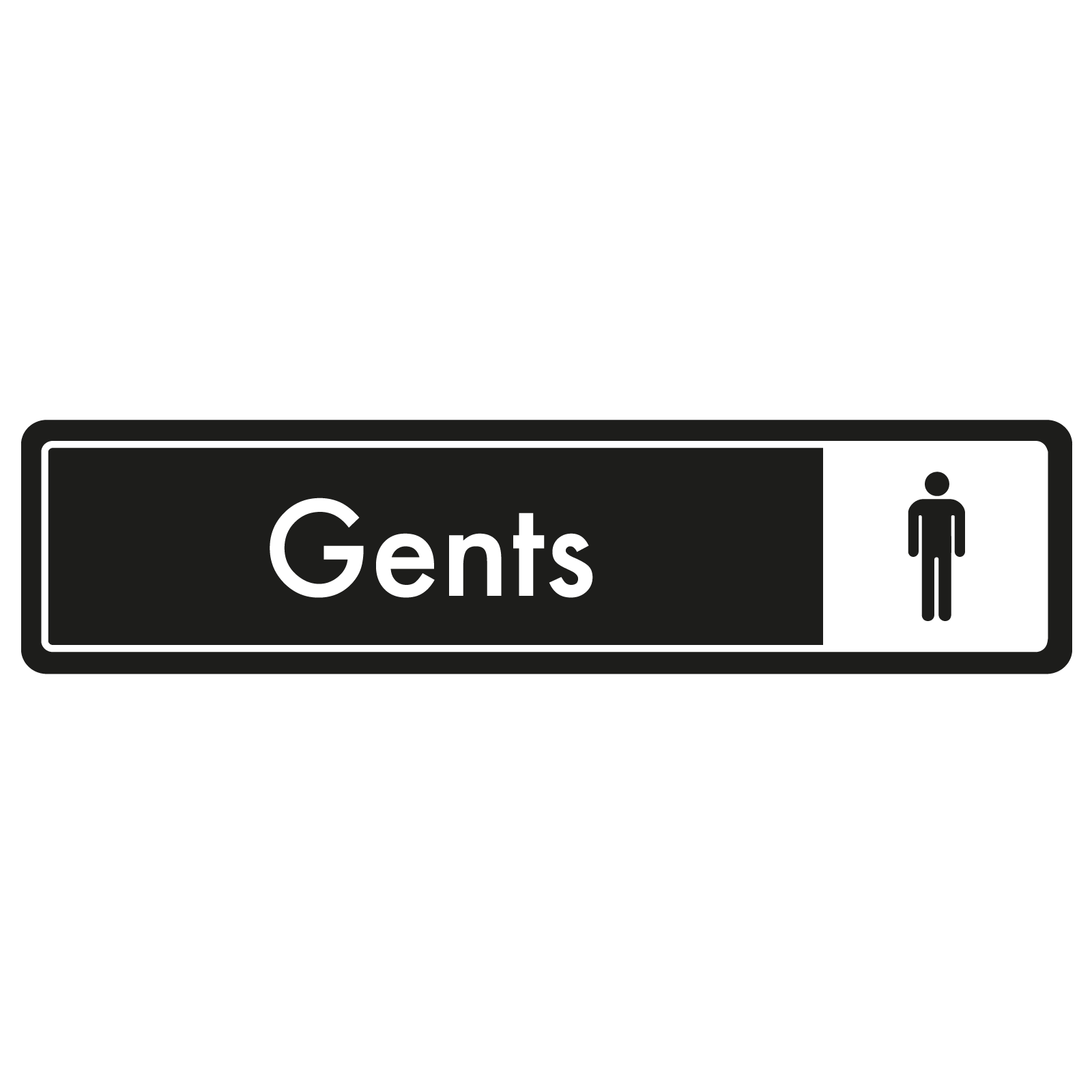 Gents Door Sign - White on Black