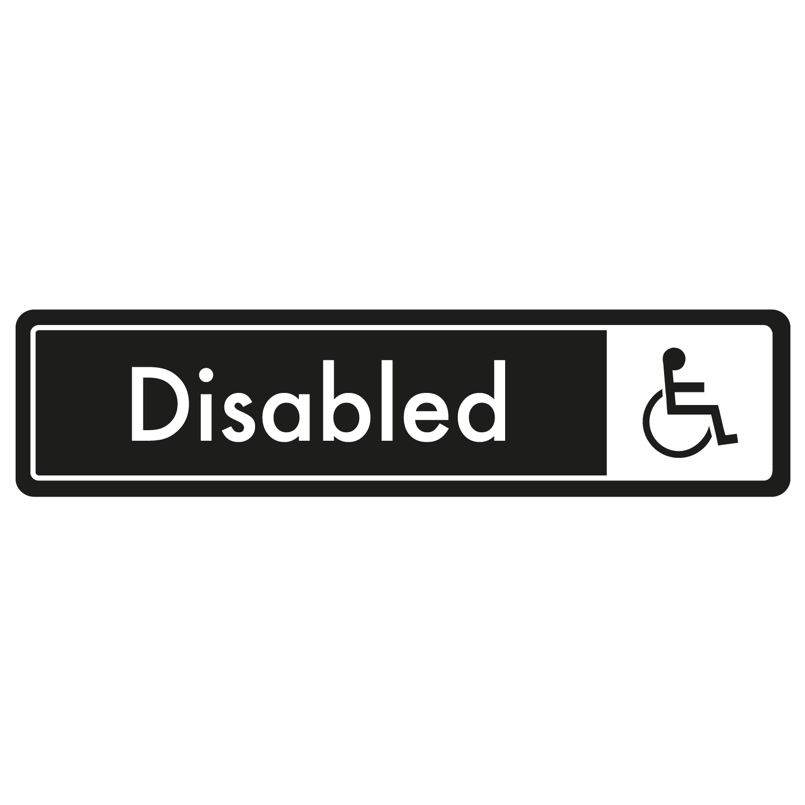 Disabled Door Sign - White on Black