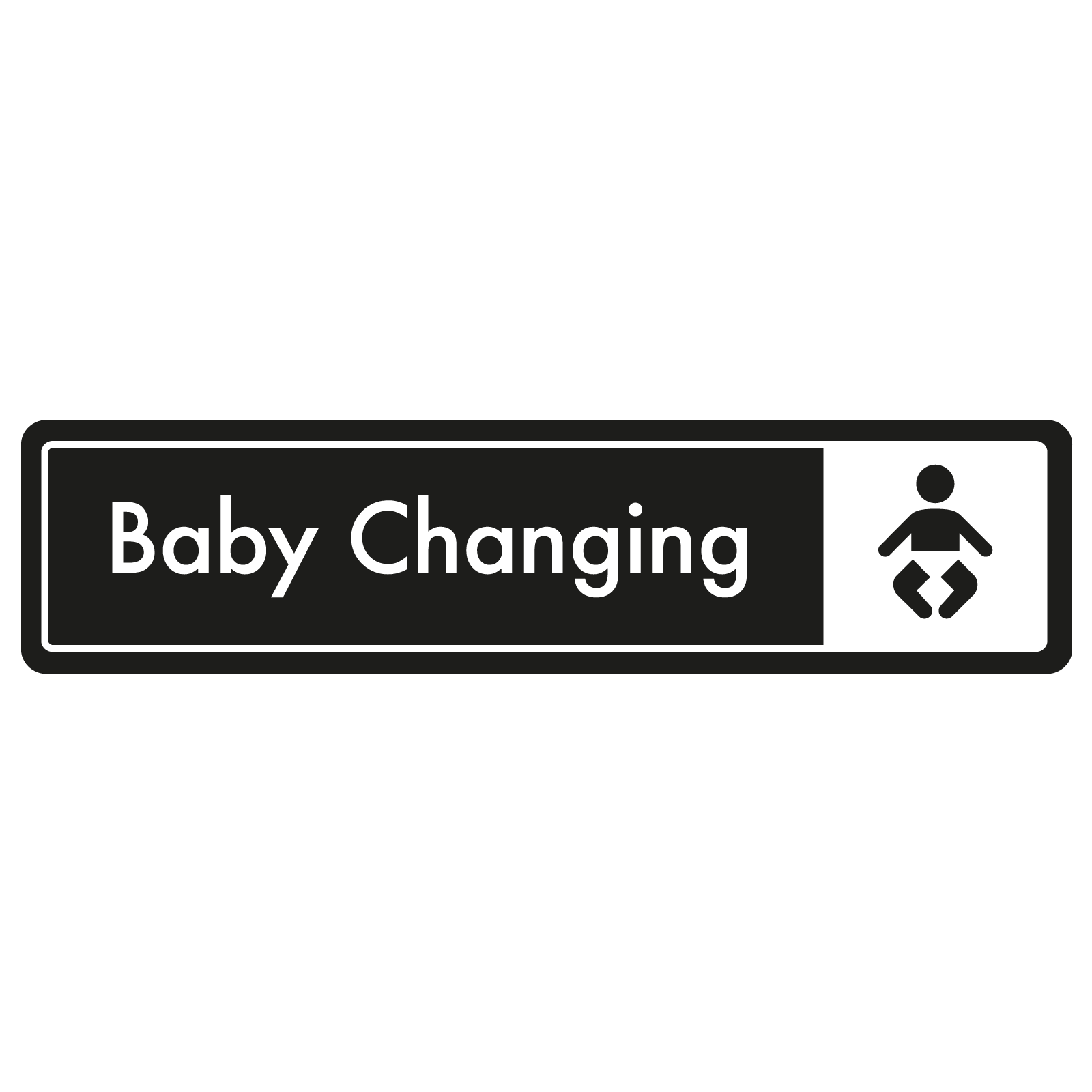 Baby Changing Door Sign - White on Black