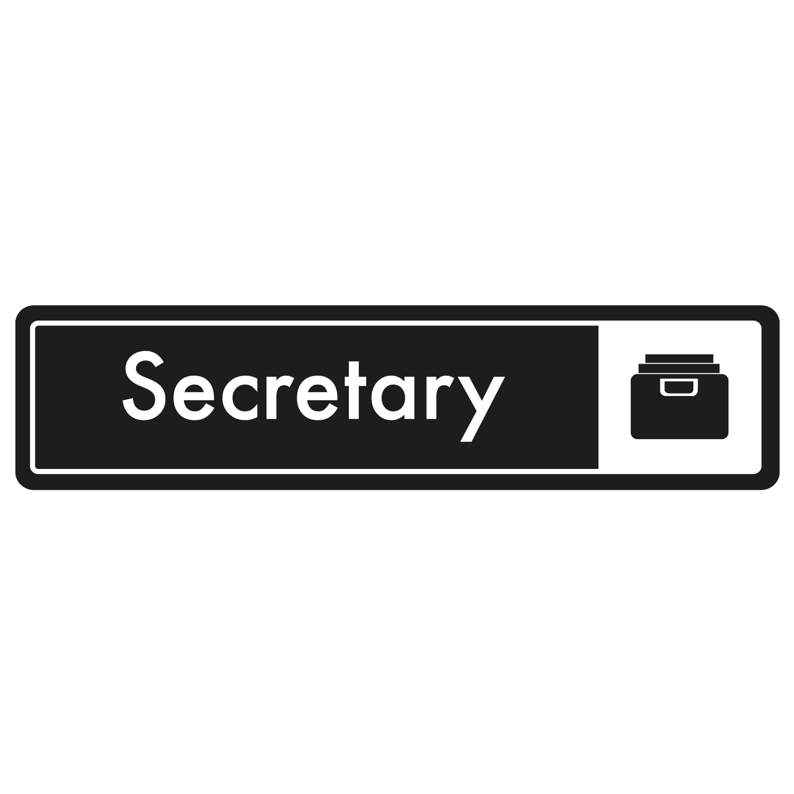 Secretary Door Sign - White on Black