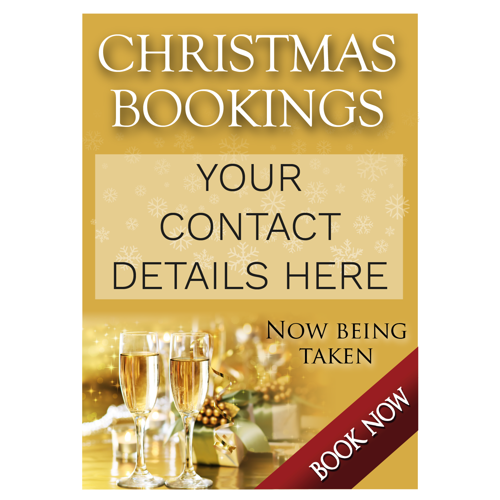 Book Now Christmas Party Poster | Gold | Advertise for Christmas