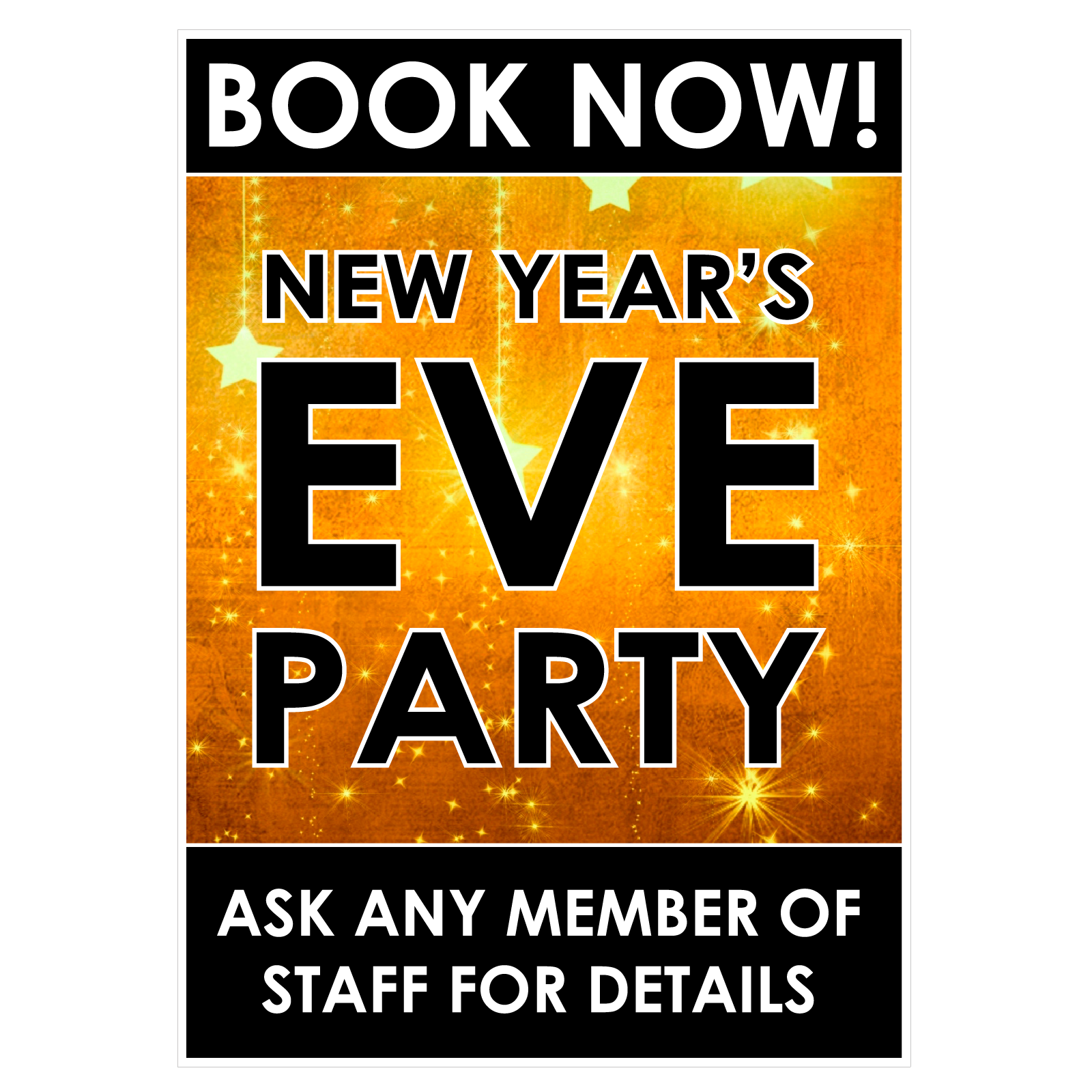 New Years Eve Party Poster Book Now Waterproof Poster Christmas
