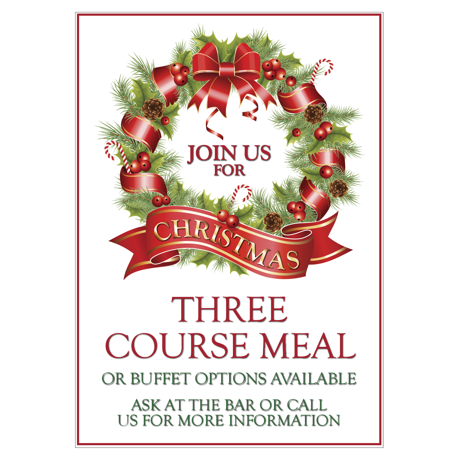 Christmas Three Course Meal Waterproof Poster
