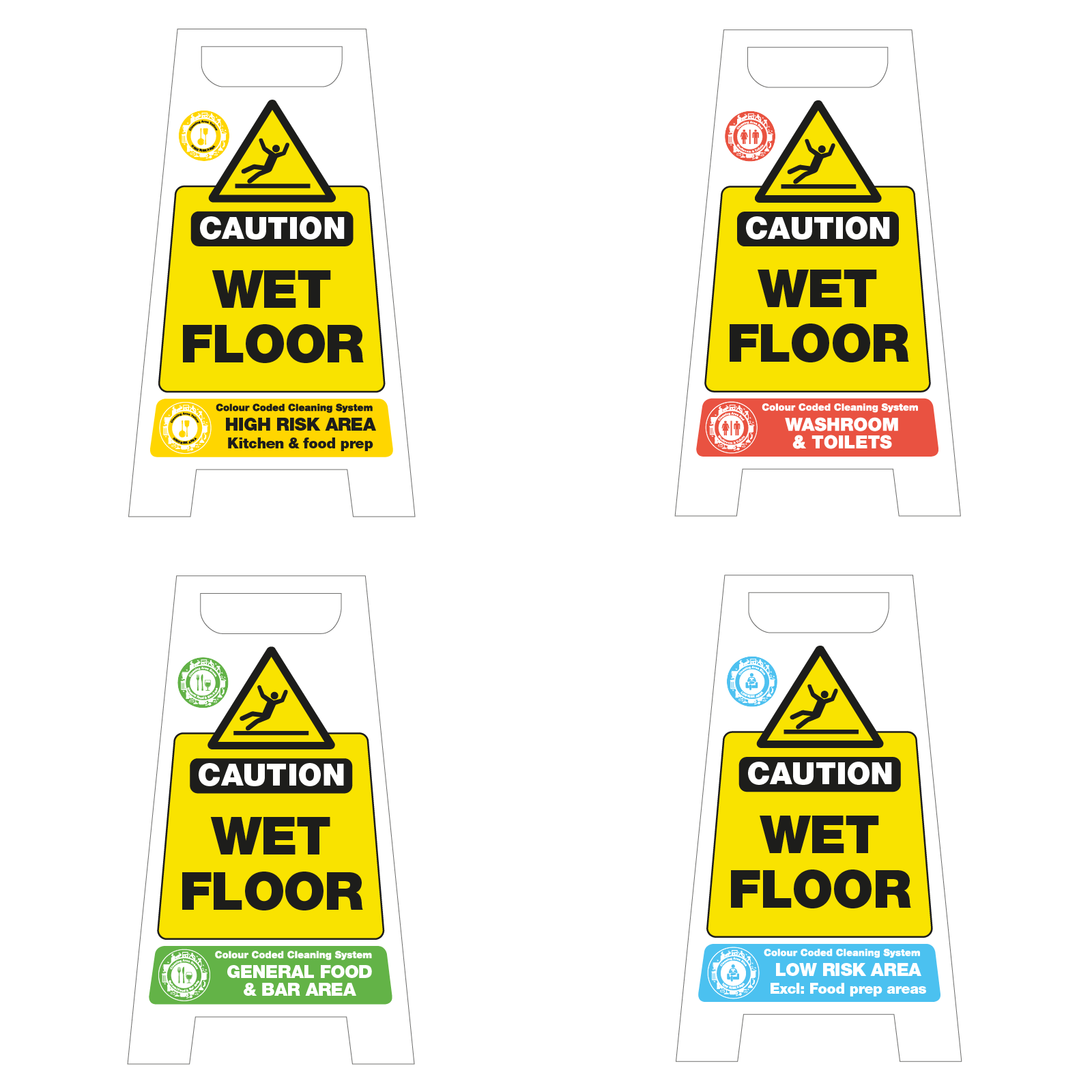 Colour Coded Cleaning System Wet Floor Stands
