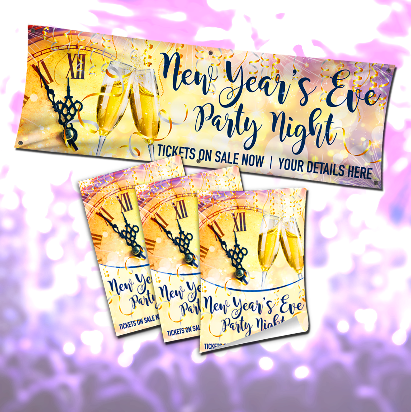 New Years Eve Party Night Poster and Banner Advertising Bundle