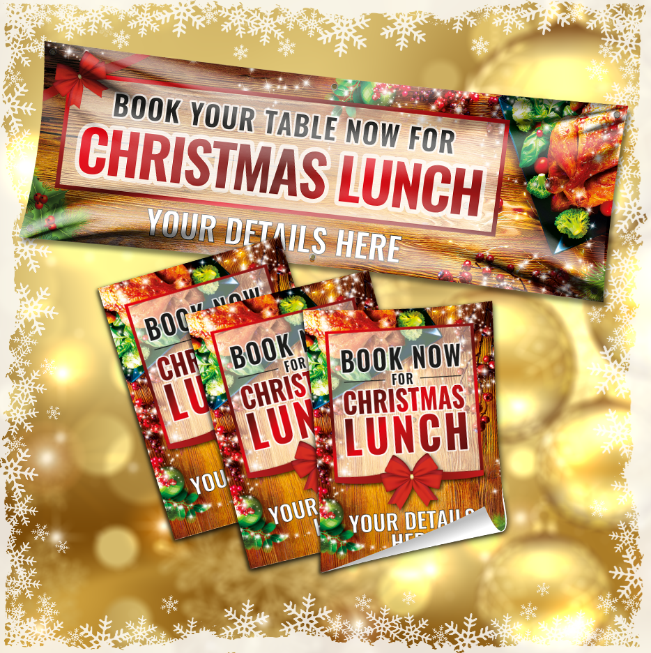 Personalised Christmas Lunch Advertising Pack Banners and Posters