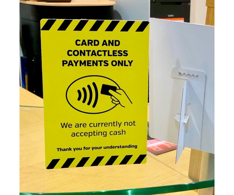 Card & Contactless payments only countertop freestanding sign