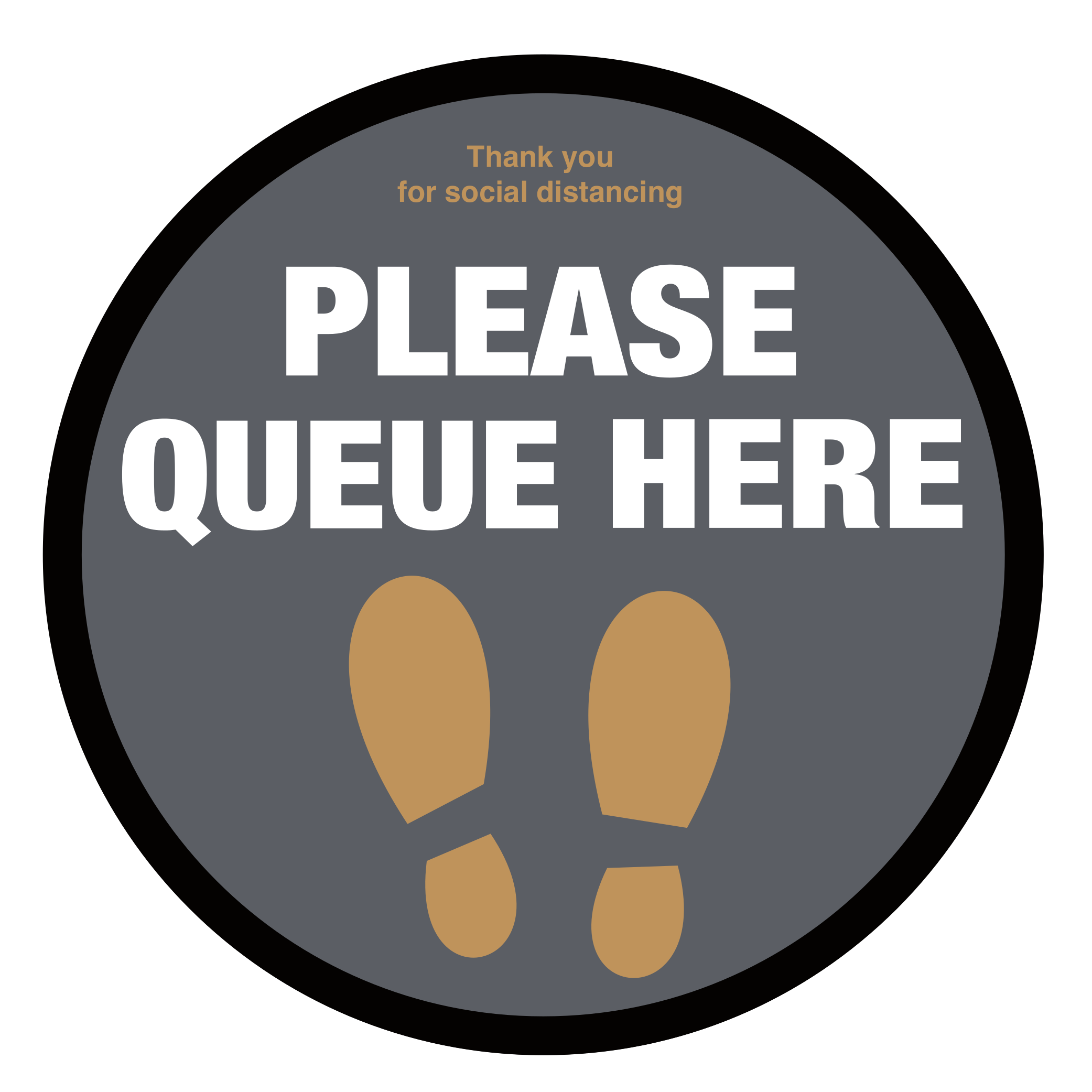 Please Queue here with symbol social distancing floor graphic