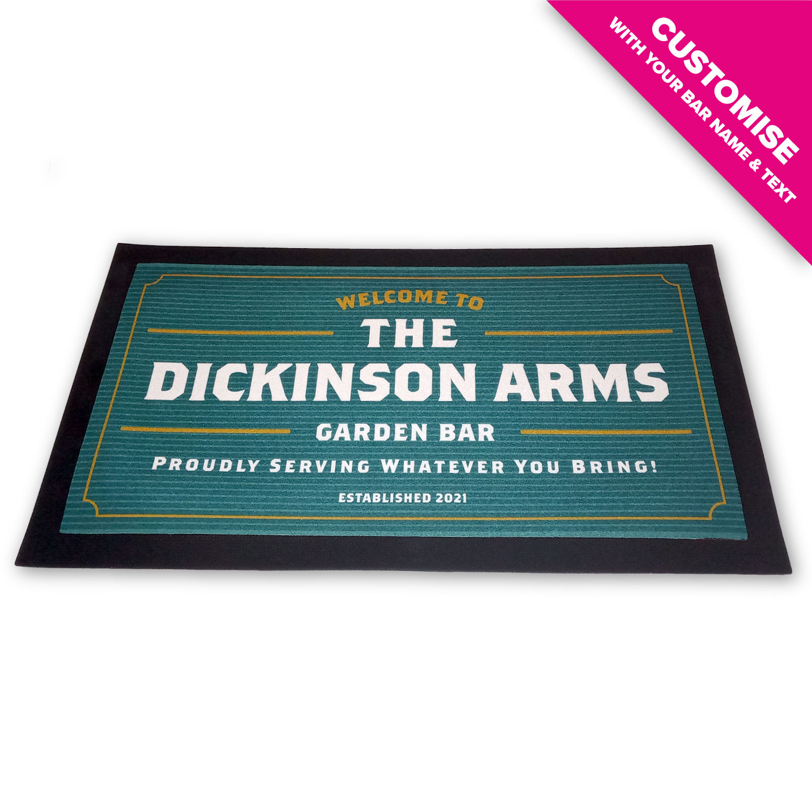 Personalised Bar Drip Mat/Bar Runner - Style 1 - Teal