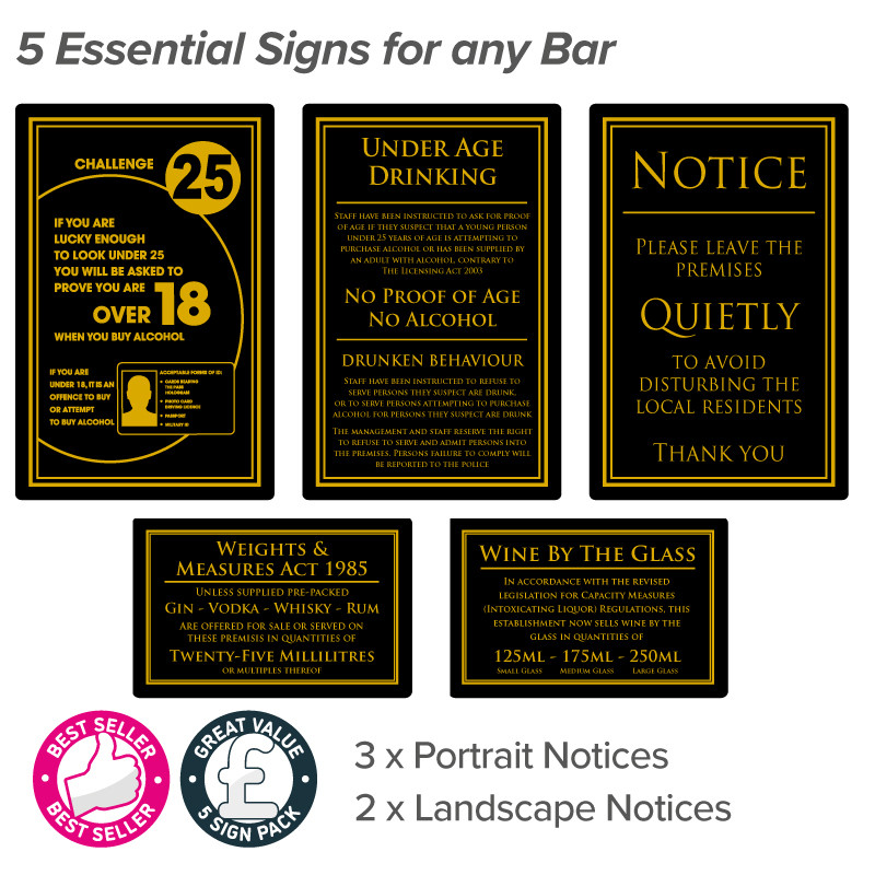 Traditional Bar Licensing Sign Pack