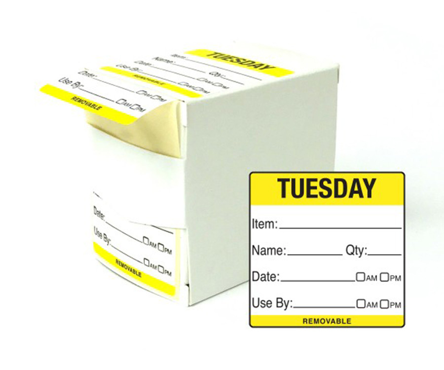 Tuesday Day Dot Food Labels - 50x50mm