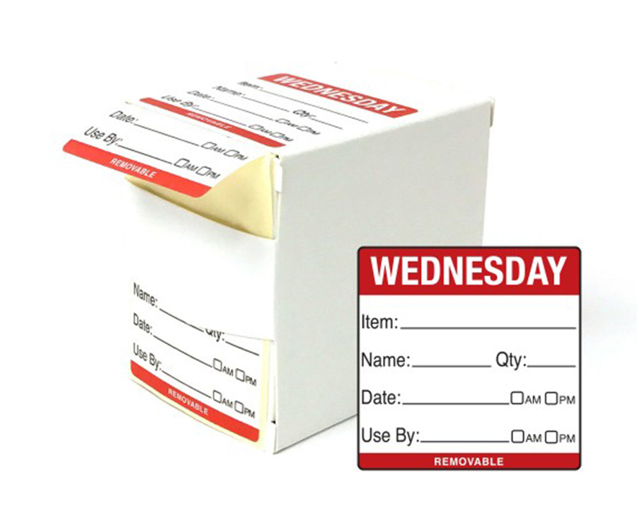 Wednesday Day Dot Food Labels - 50x50mm