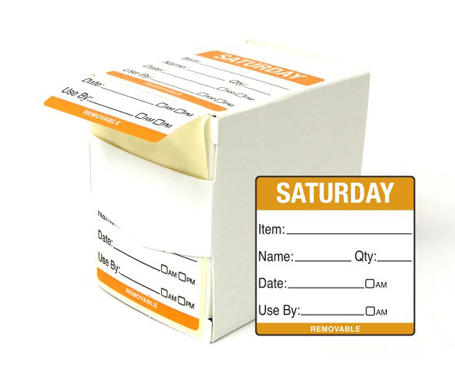 Saturday Day Dot Food Labels - 50x50mm