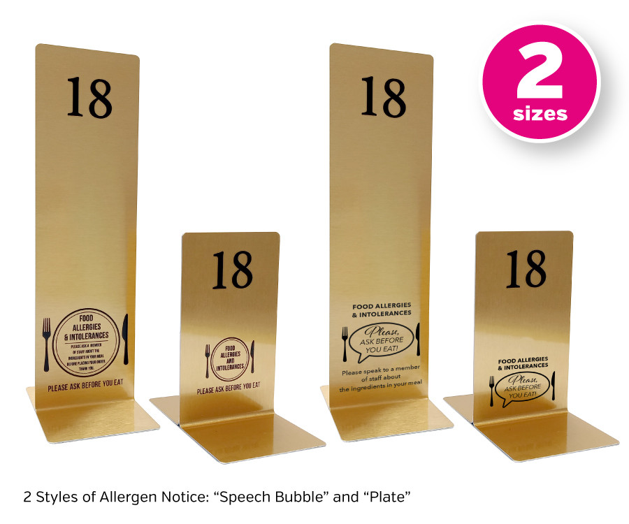 Brushed Gold Allergy Awareness Table Numbers. 