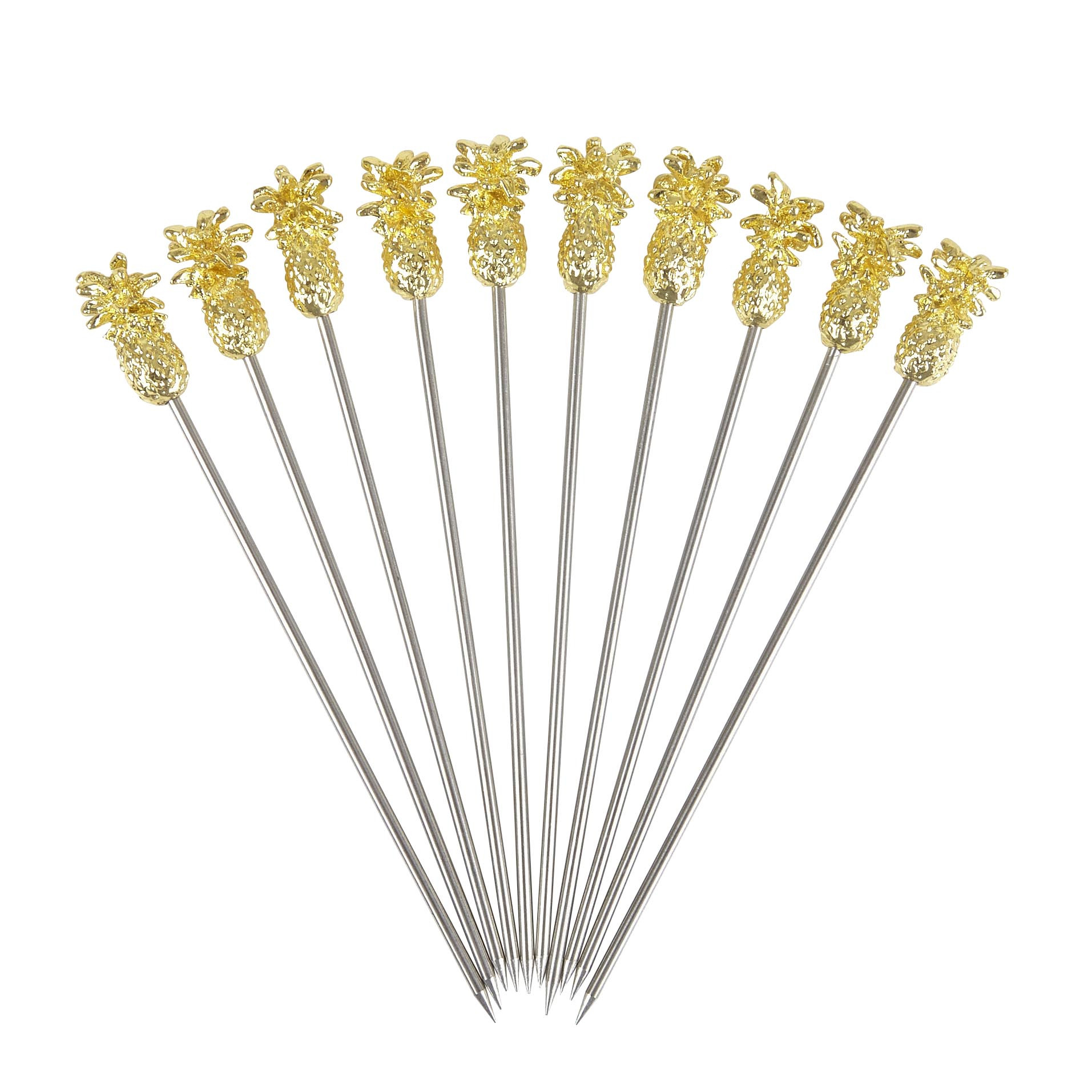 Pineapple Garnish Picks PK10 – Gold Plated