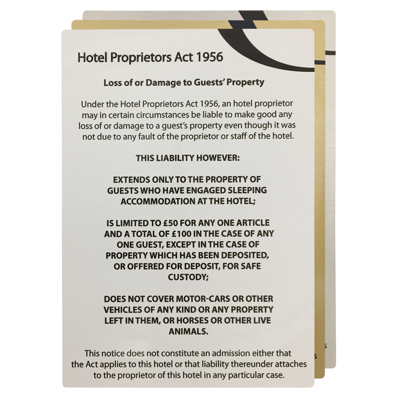 Hotel Proprietors Act 1956 Guest Information Notices