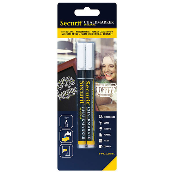 Pack of 2 Small White Liquid Chalk Pens - 1-2mm Nib