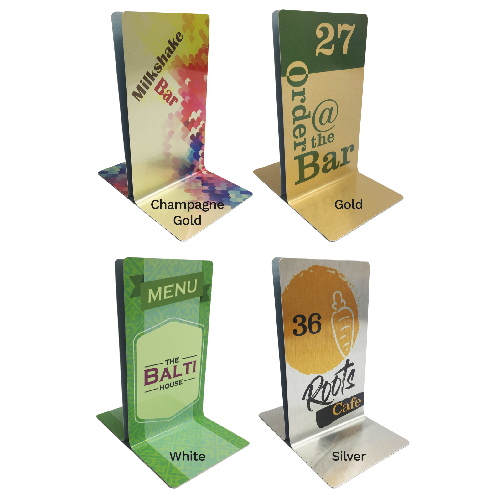 Personalised Numbered Metal Menu Holders - Single Channel Holder