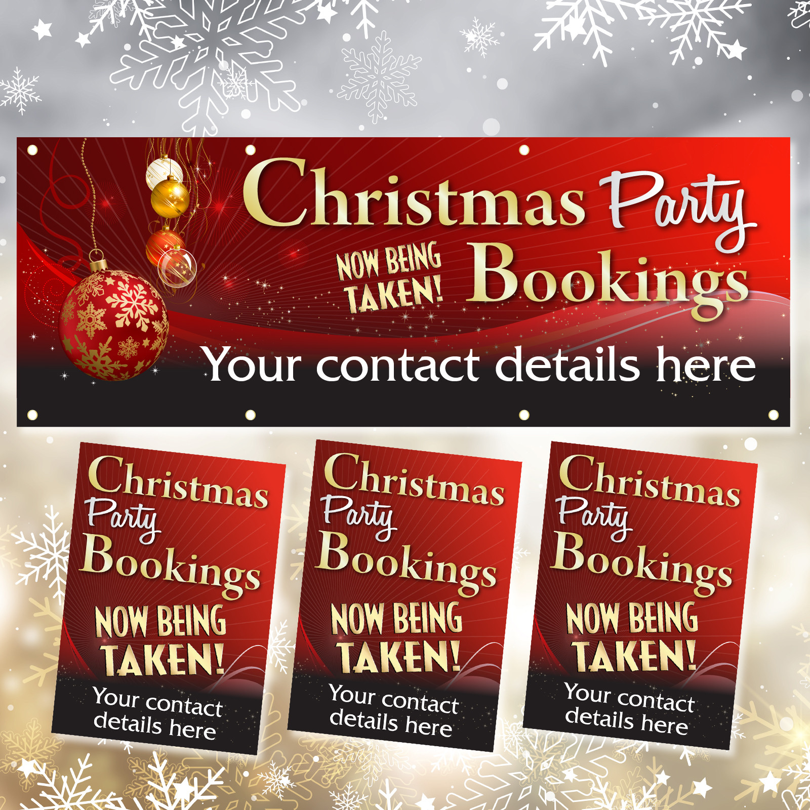Personalised Christmas Booking Advertising Banner & Posters Bundle