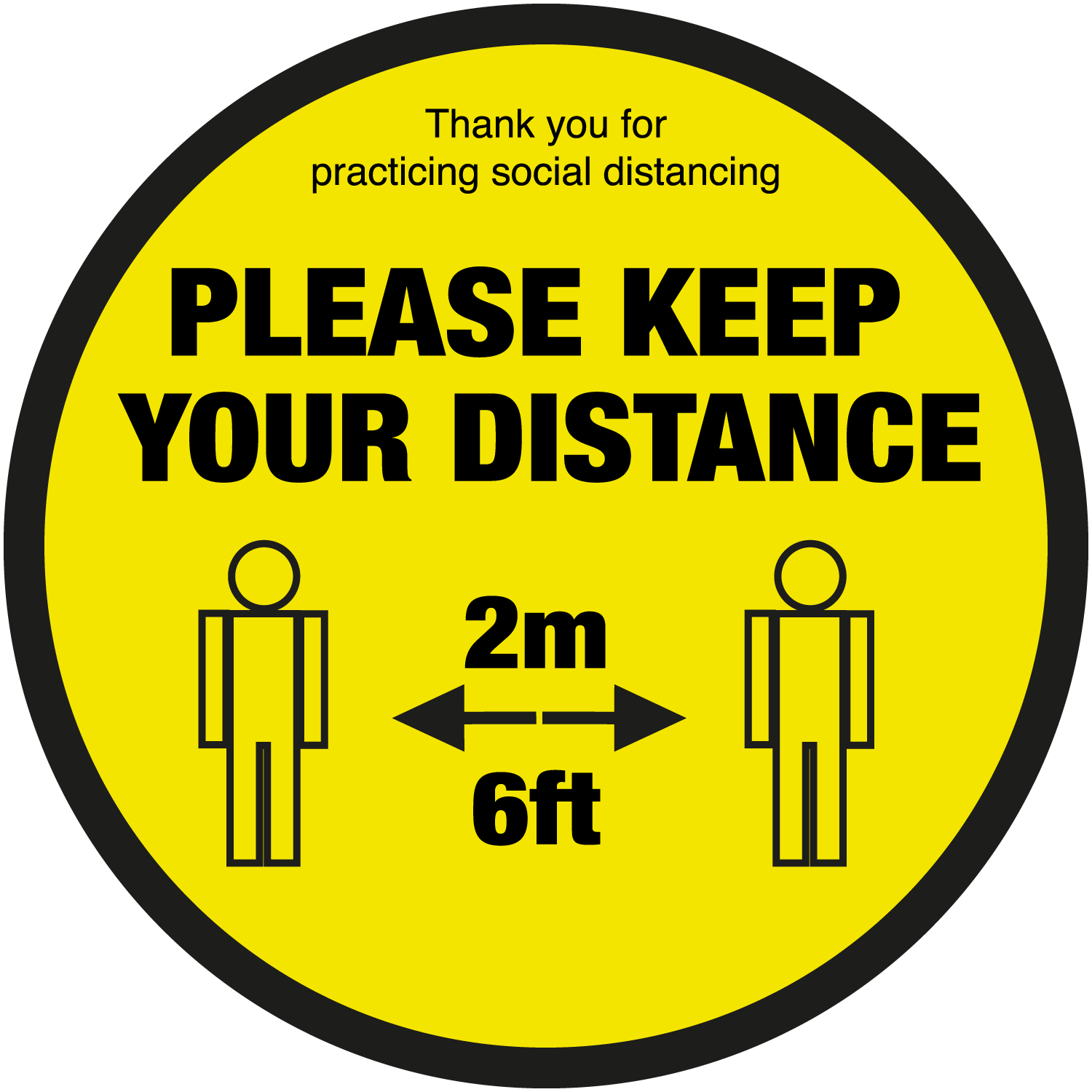 Please keep your distance text & symbol floor sign