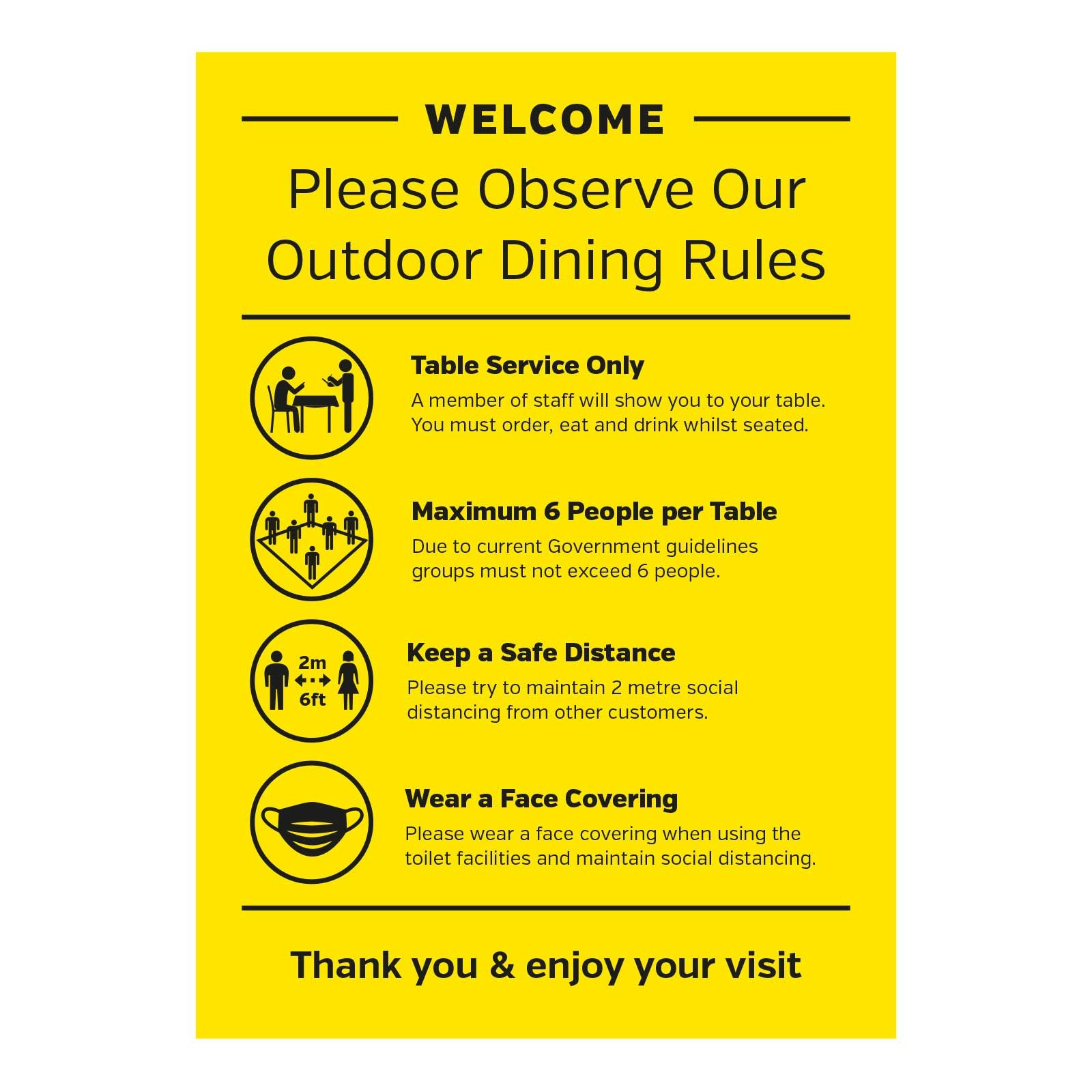 Outdoor Seating Welcome please observe our outdoor dining rules