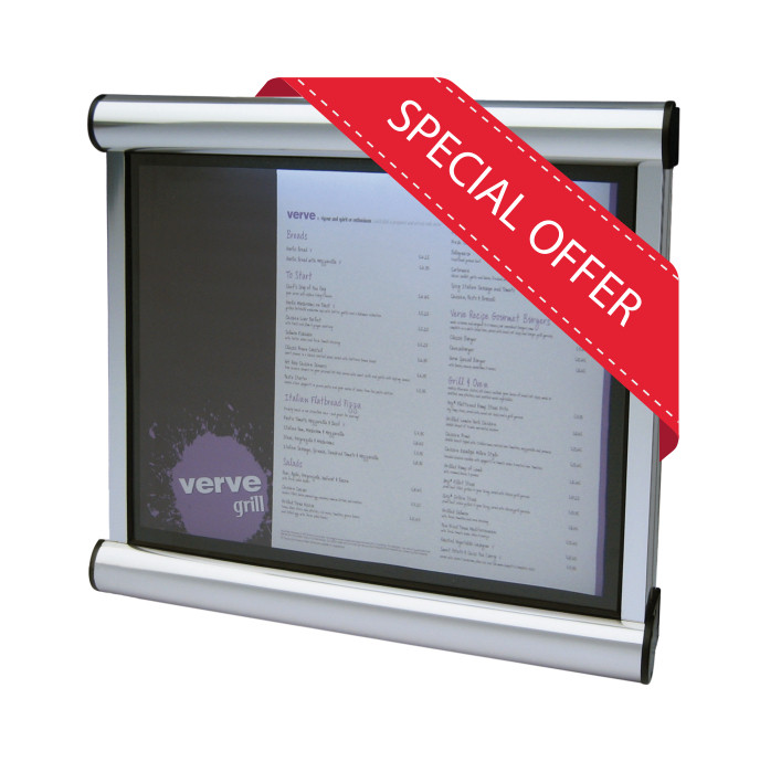 A3 Size Wall Mounted Silver Frame With Black Felt External Lockable Menu Case