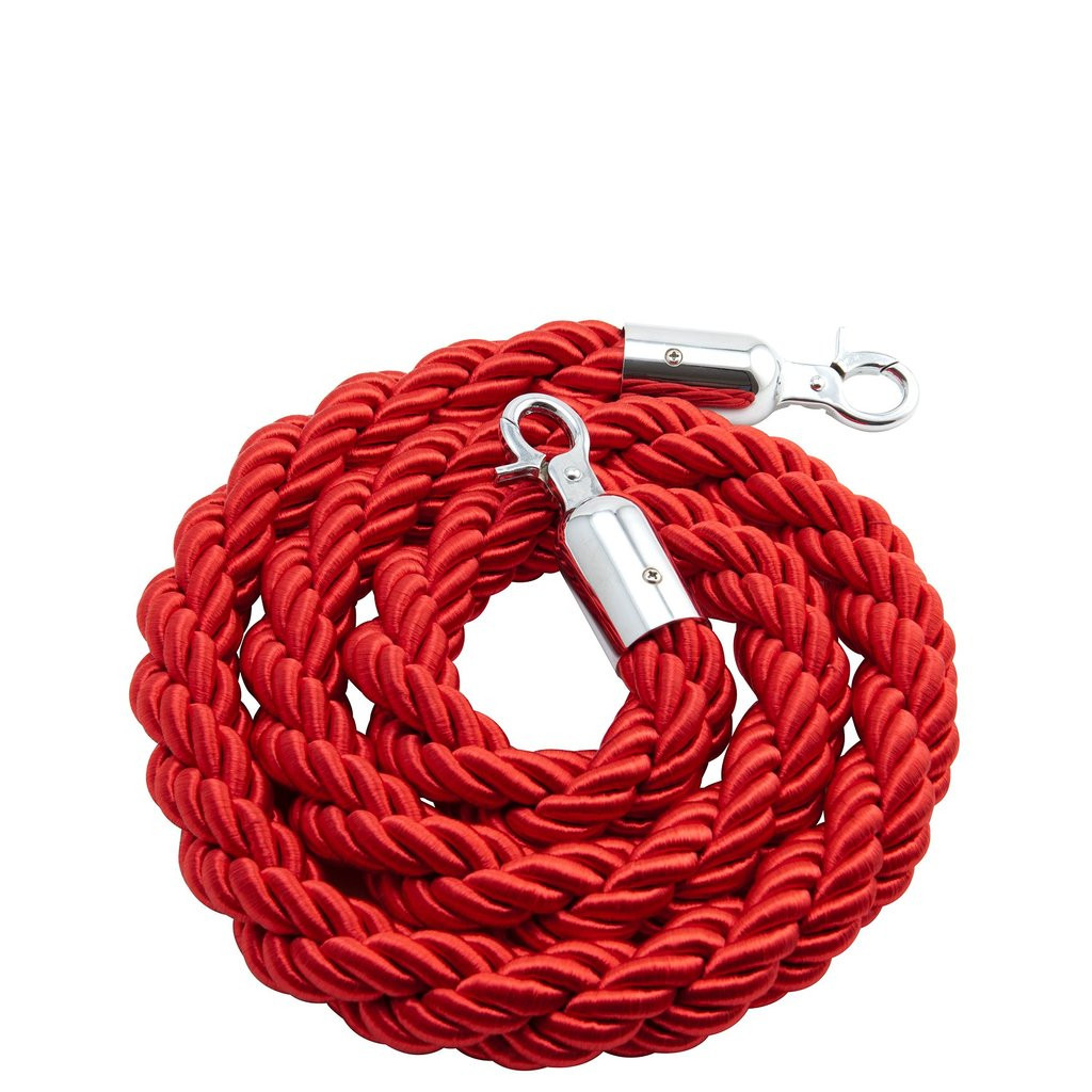 Red Rope Barrier with Chrome Ends