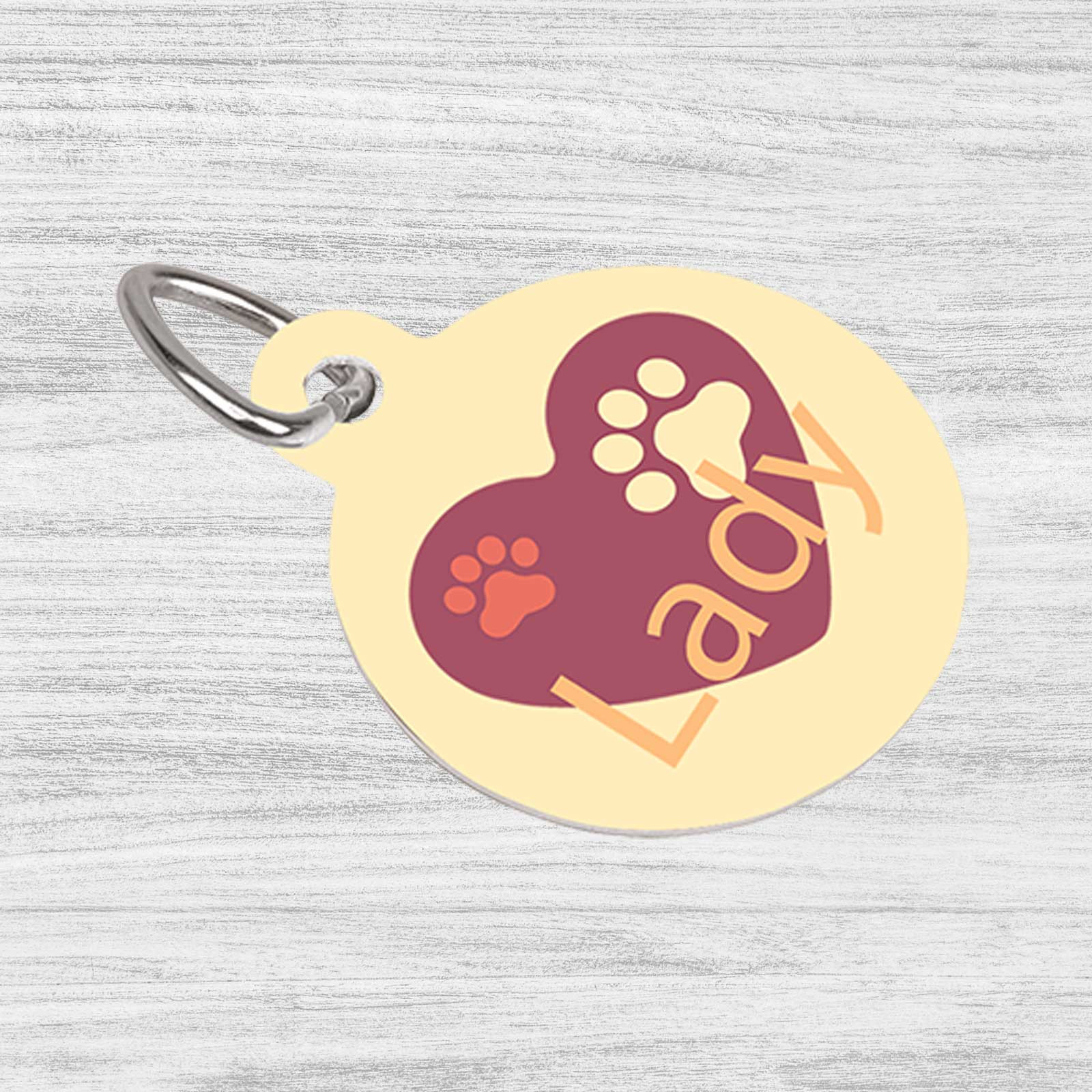 Personalised metal round shaped dog tag 