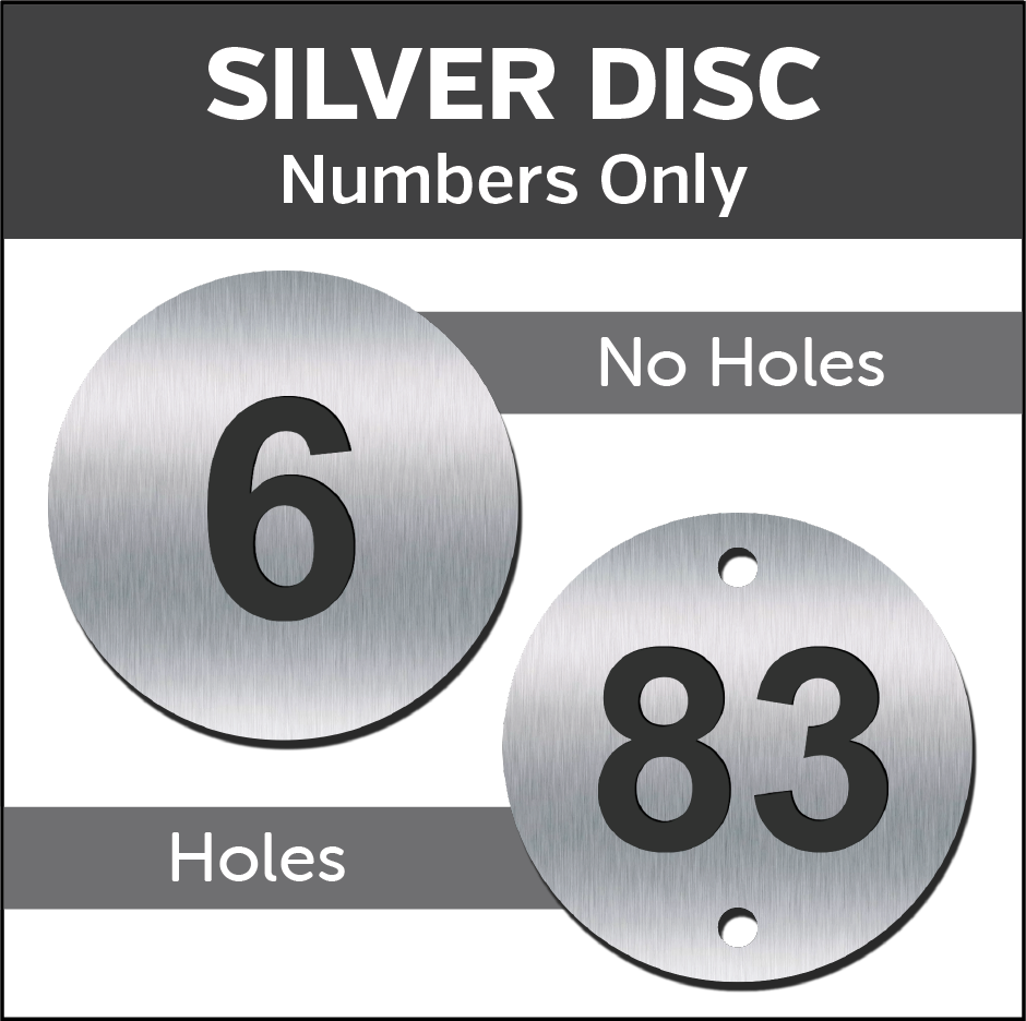 Table Numbers Silver Engraved Numbered Discs