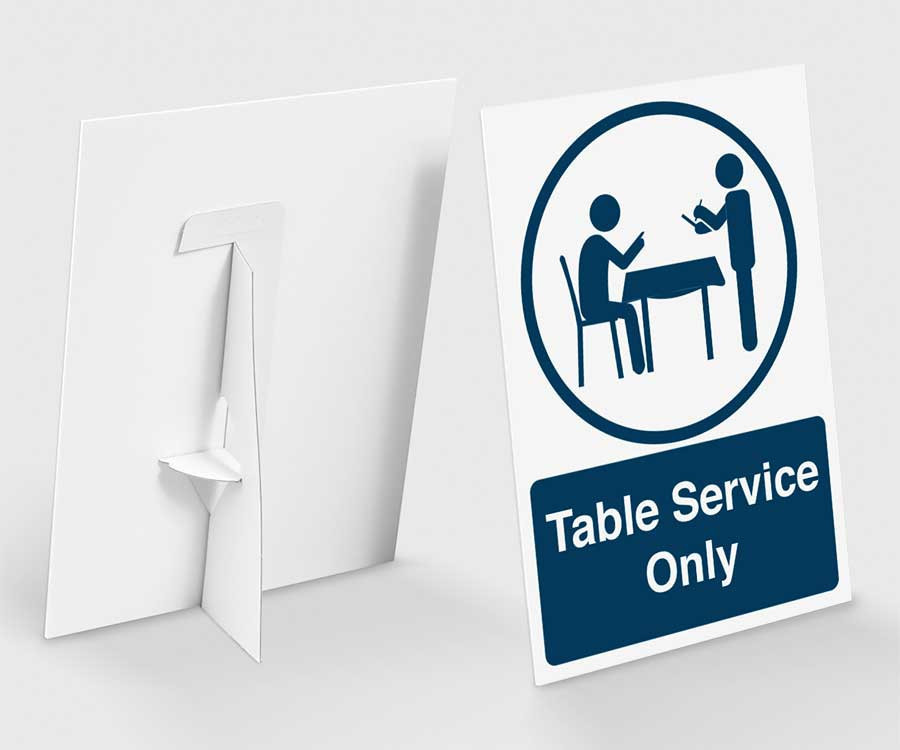 Table service only social distancing countertop freestanding sign