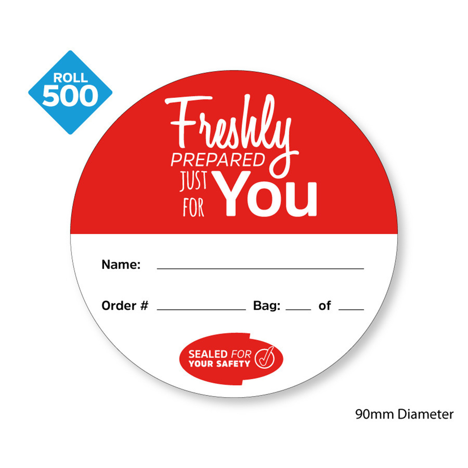 Takeaway Food Safe Delivery Labels - 90mm Diameter