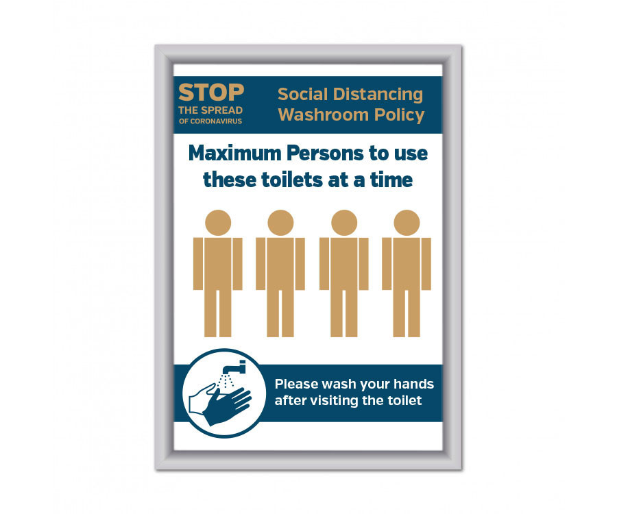 Maximum of 4 persons to use these toilets at a time Social Distancing Wall mounted Toilet Sign