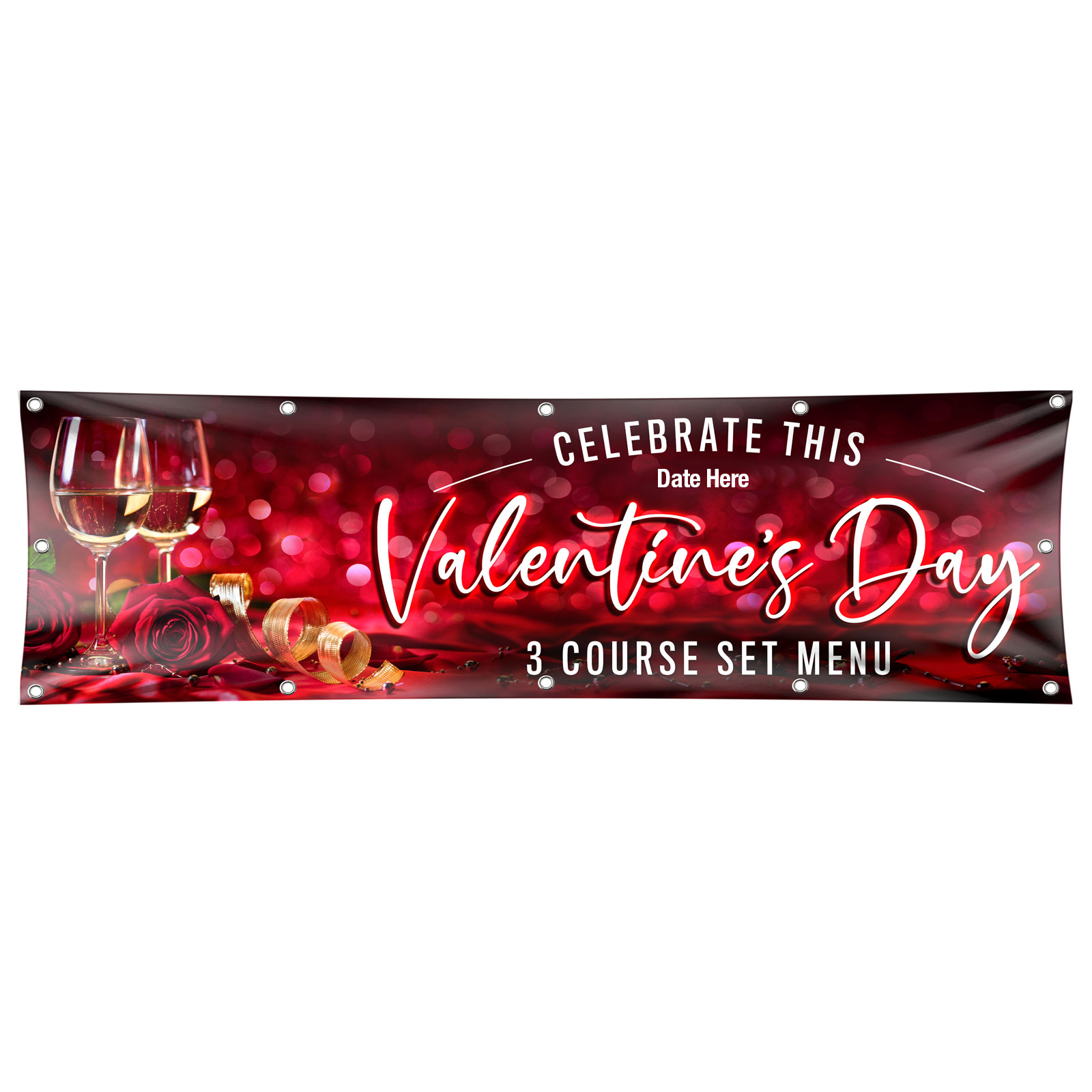 Valentines 3 Course Meal Vinyl Banner