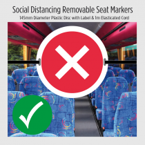 Social Distancing Removable seat marker with elasticated cord. 2 options available