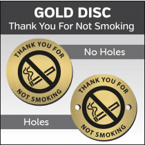 Thank You For Not Smoking 38mm Gold Engraved table discs