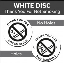 Thank You For Not Smoking 38mm White Engraved table discs