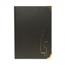 A4 Black Gloss Leather Style Wine List - Size 32 x 22 cm