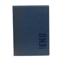 Trendy Blue Leather Style A5 Restaurant Menu Holder / Menu Cover