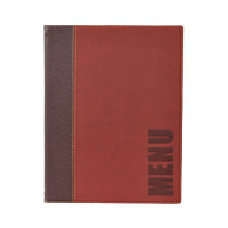 Trendy Wine Red Leather Style A5 Restaurant Menu Holder / Menu Cover