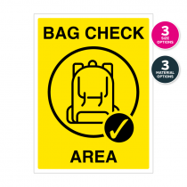 Bag Check Area Notice – Yellow