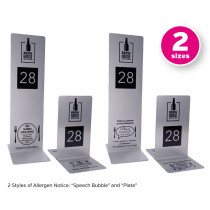 Branded Brushed Silver Allergy Awareness Table Numbers. 