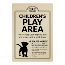 Dog Friendly Childrens Play Area Polite Notice wall mounted Exterior Sign