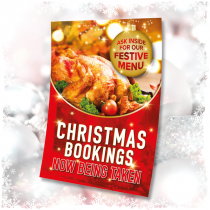 Christmas Bookings now being taken waterproof poster. Sizes available A3, A2 & A1