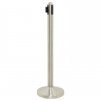 Chrome Retractable Black Belt Barrier Post