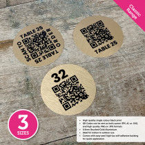 Classic Single Colour Brushed Gold QR Code Table Number Discs - 3 Sizes Available