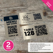 Classic Single Colour Brushed Gold Rectangle QR Code Table Numbers - 2 Sizes Available