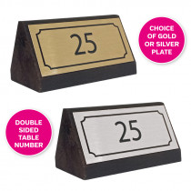 Solid Wooden Table Numbers - With Choice of Metal Plate