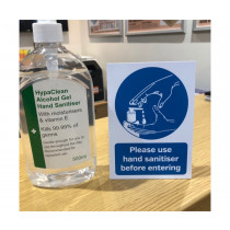 Please use hand sanitiser before entering countertop freestanding sign